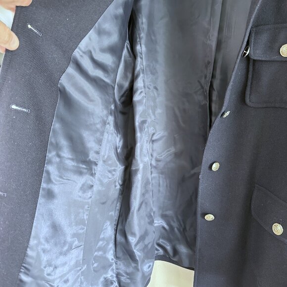 Talbots Navy Wool Blend Belted Timeless Classic Blazer Jacket - Picture 10 of 12